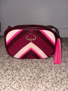 kate spade Maroon, Light Pink & Hot Pink Chevron Crossbody with Tassel